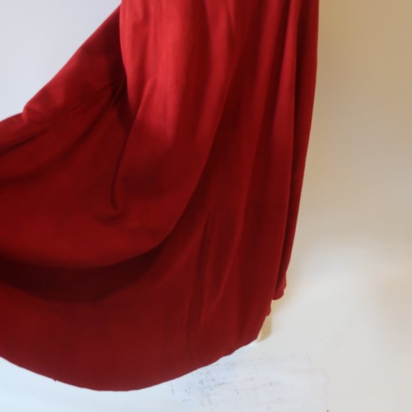 Womens I.Magnin Brick Red Elastic Waist Suede Maxi Skirt S * - Picture 8 of 15